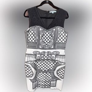 ANTONIO MELANI Black and White Patterned Dress